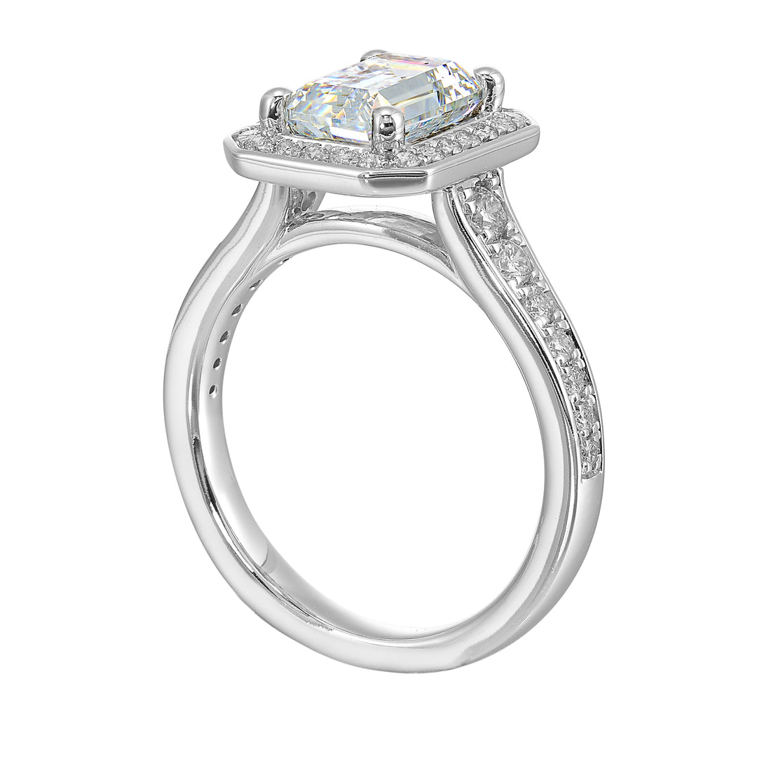 14Kt White Semi Mount 1/2Ctw For 2Ctw Emerald Cut Center