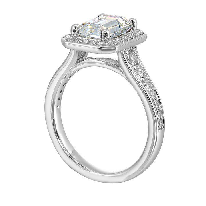 14Kt White Semi Mount 1/2Ctw For 2Ctw Emerald Cut Center