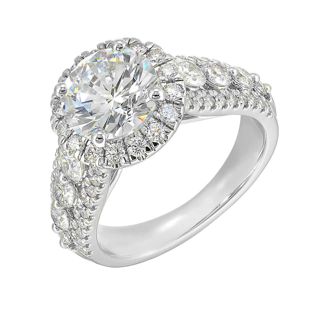 14Kt White Semi Mount 1 1/4Ctw For 2Ctw Round Center