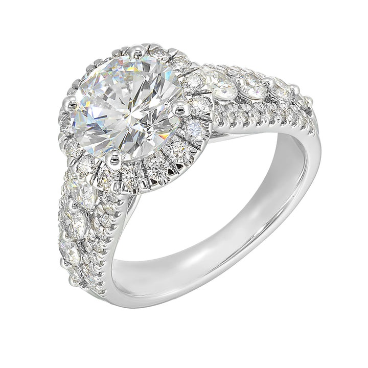 14Kt White Semi Mount 1 1/4Ctw For 2Ctw Round Center