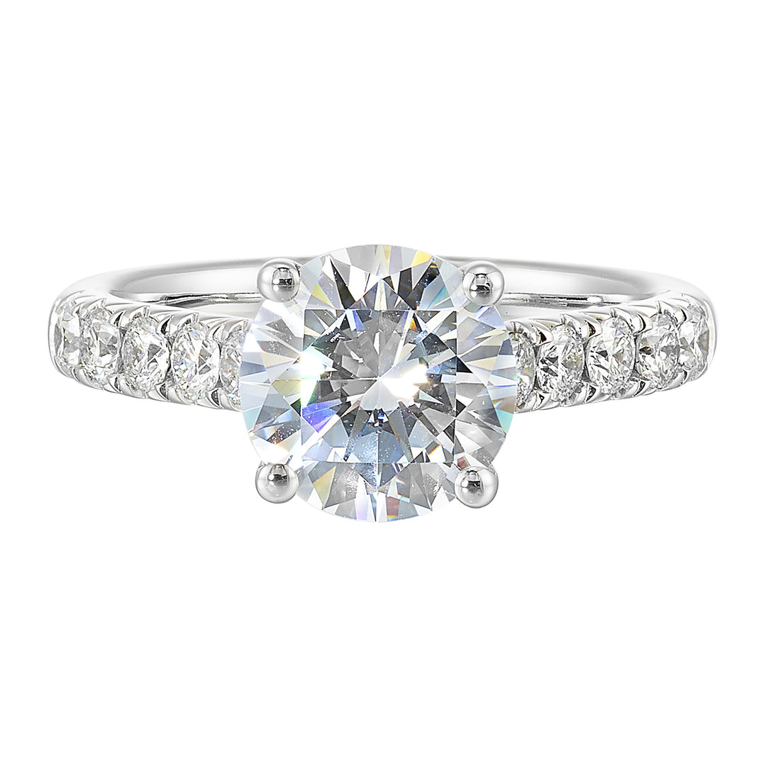 14Kt White Semi Mount 1/2Ctw For 2Ctw Round Center