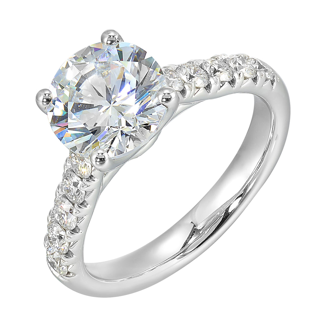 14Kt White Semi Mount 1/2Ctw For 2Ctw Round Center
