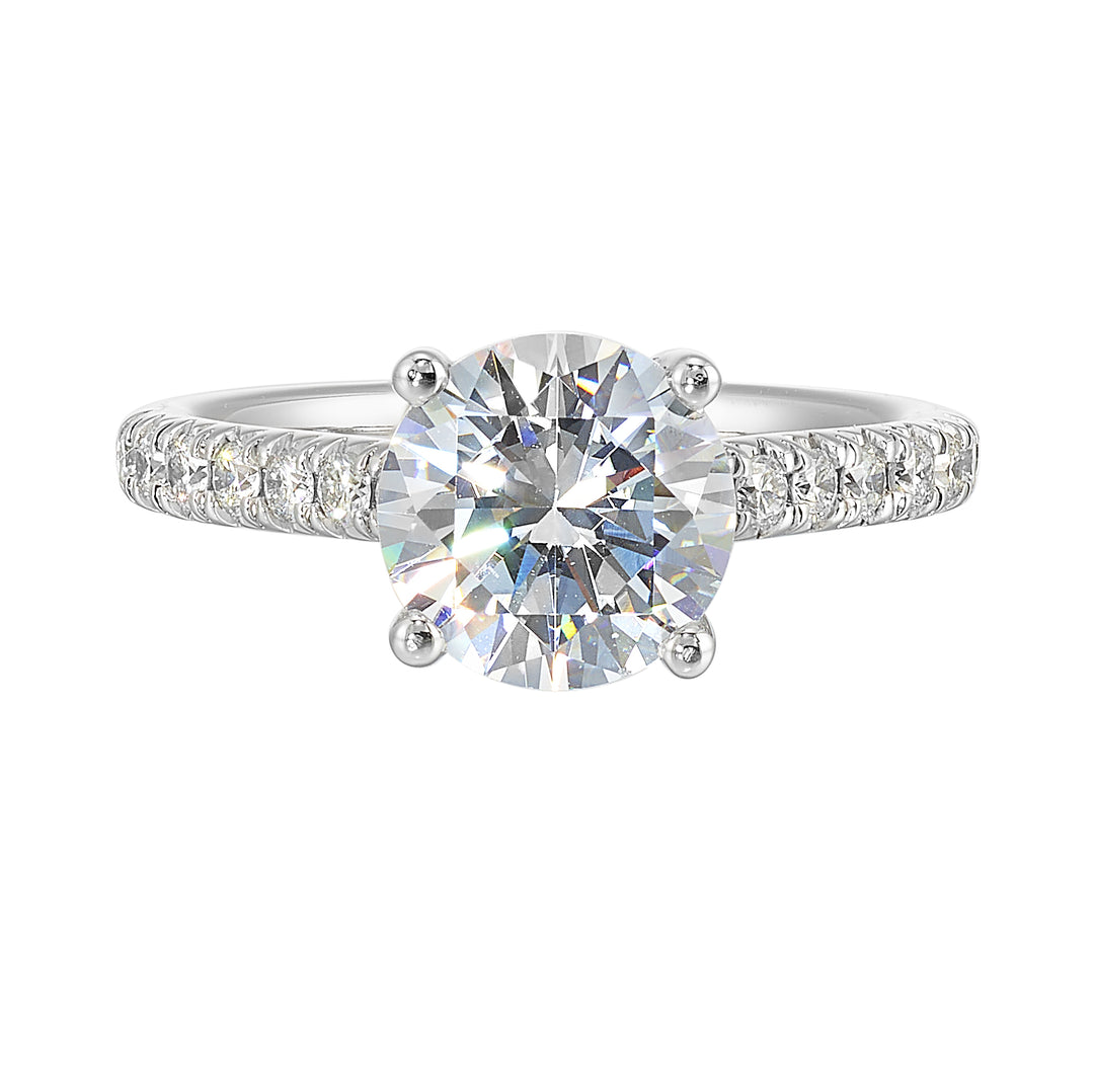 14Kt White Semi Mount 1/2Ctw For 2Ctw Round Center