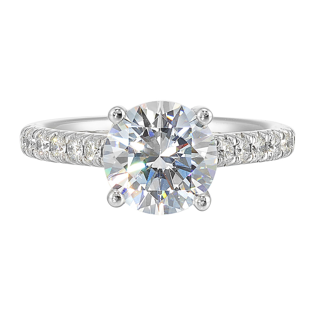14Kt White Semi Mount 1/2Ctw For 2Ctw Round Center