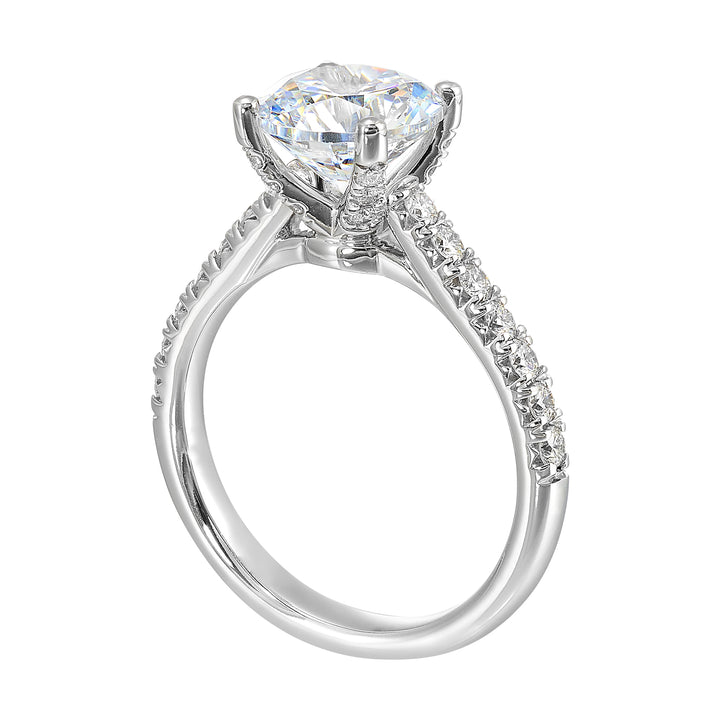 14Kt White Semi Mount 1/2Ctw For 2Ctw Round Center