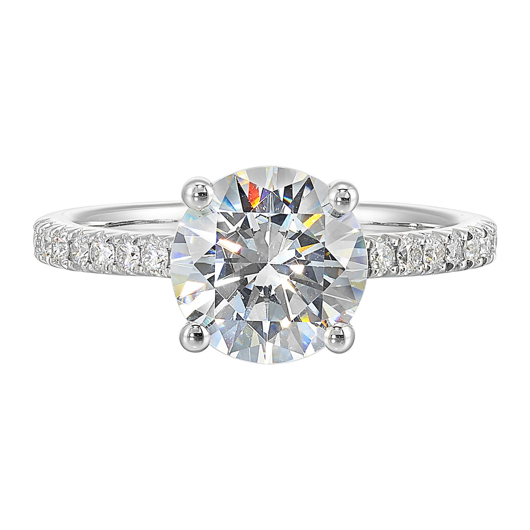 14Kt White Semi Mount 1/5Ctw For 2Ctw Round Center
