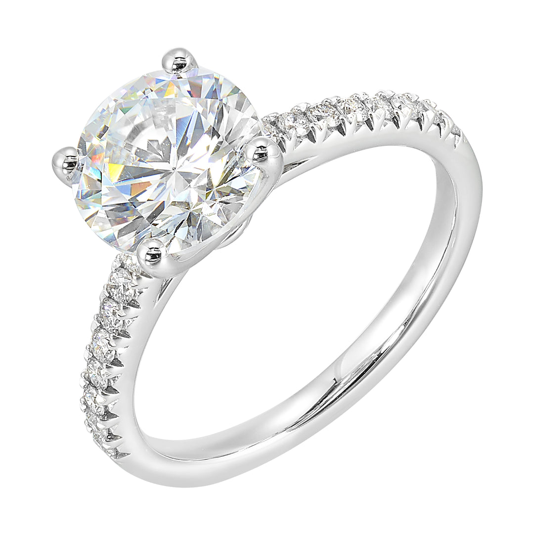 14Kt White Semi Mount 1/5Ctw For 2Ctw Round Center