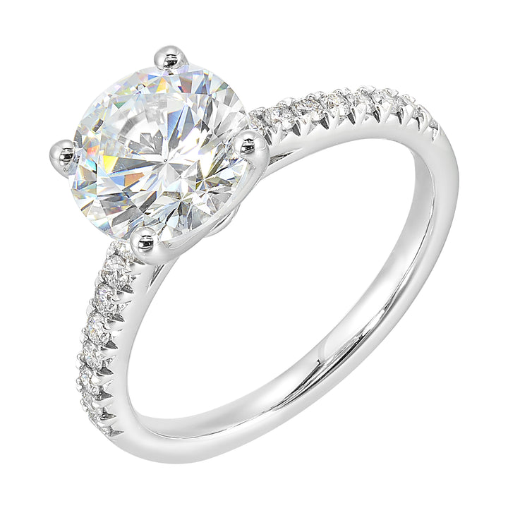 14Kt White Semi Mount 1/5Ctw For 2Ctw Round Center