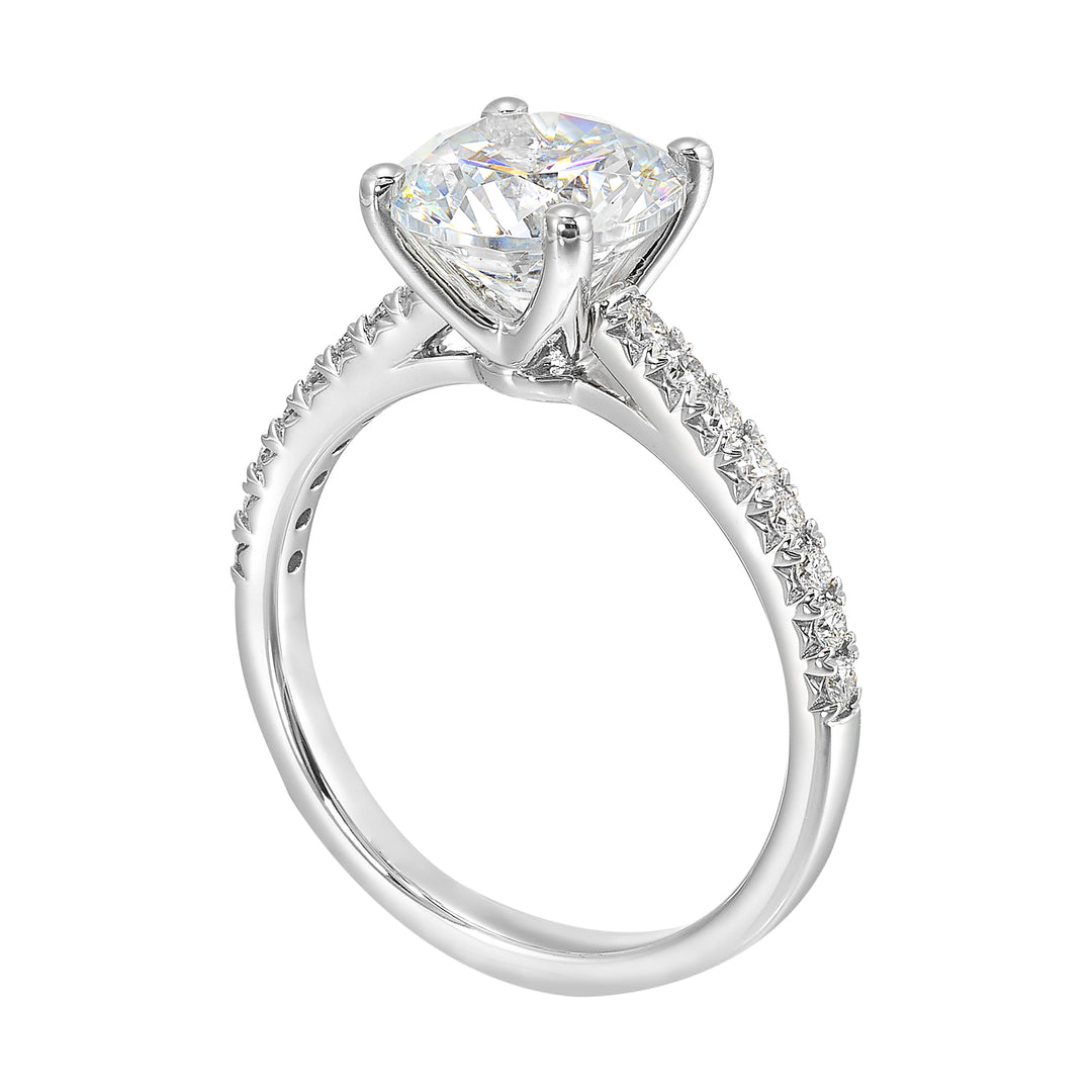 14Kt White Semi Mount 1/5Ctw For 2Ctw Round Center