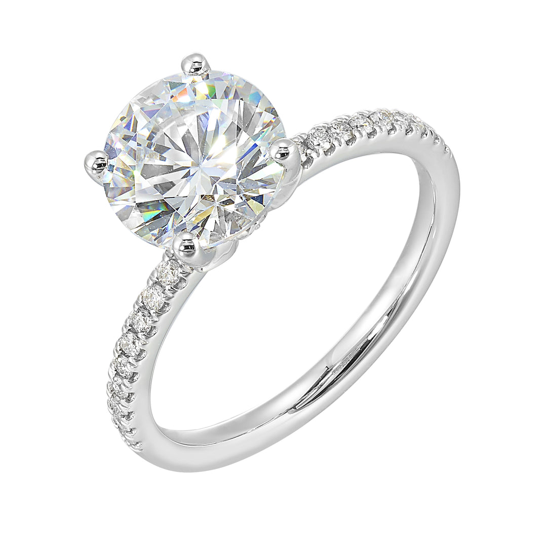 14Kt White Semi Mount 1/5Ctw For 2Ctw Round Center