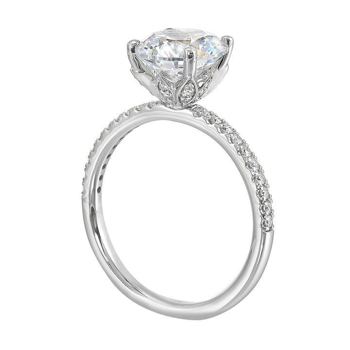 14Kt White Semi Mount 1/5Ctw For 2Ctw Round Center
