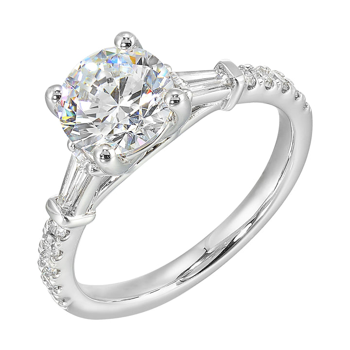 14Kt White Semi Mount 3/8Ctw For 1 1/2Ctw Round Center