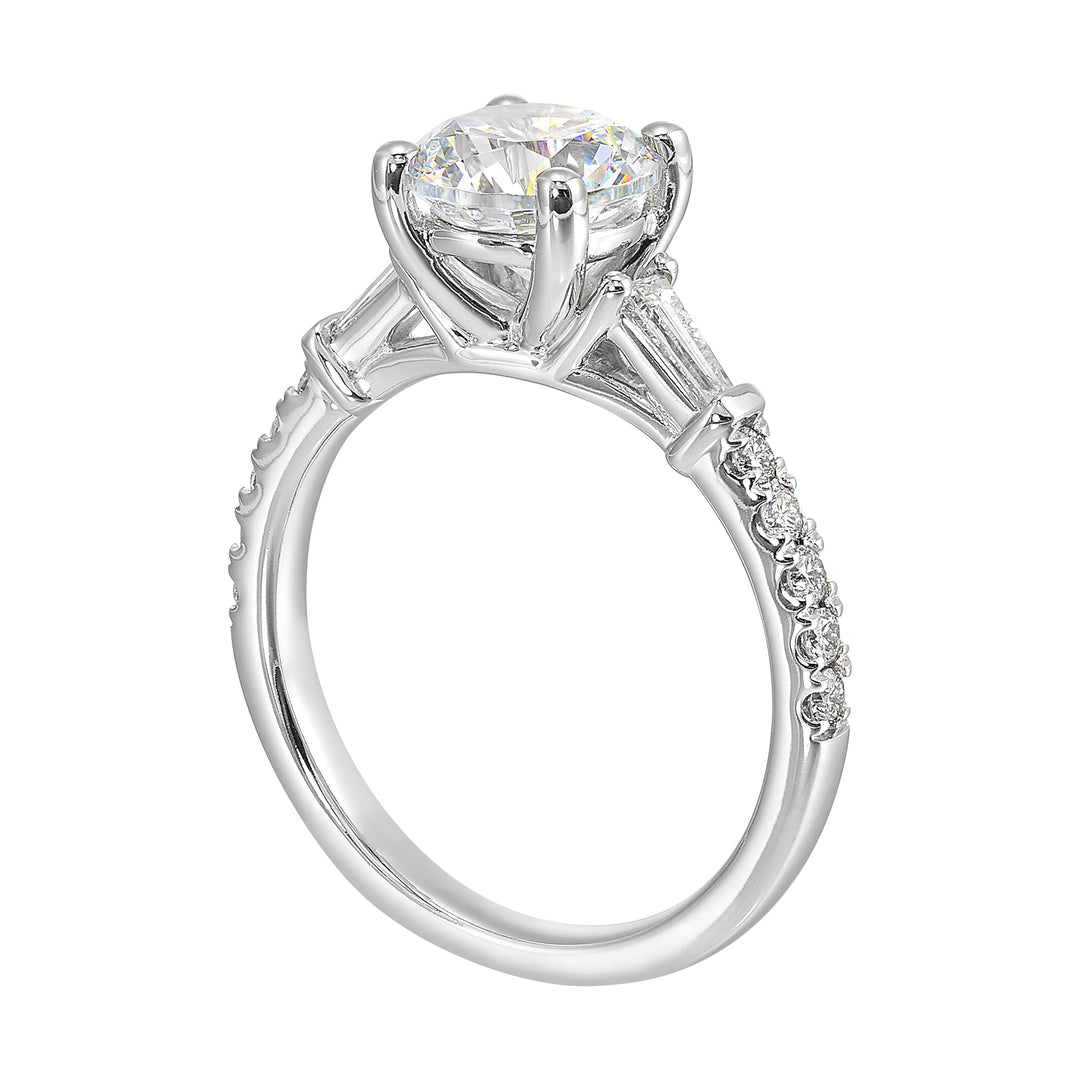 14Kt White Semi Mount 3/8Ctw For 1 1/2Ctw Round Center