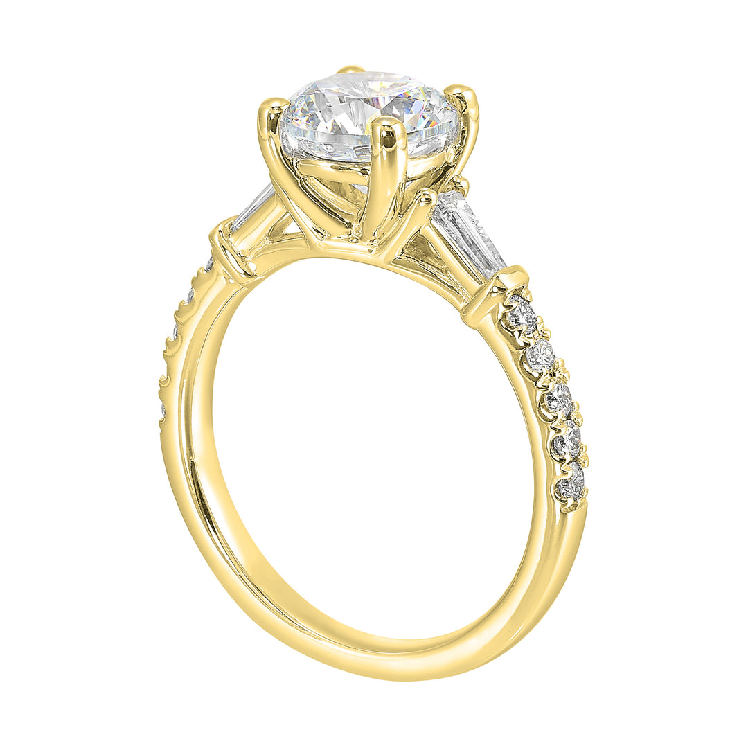 14Kt Yellow Semi Mount 3/8Ctw For 1 1/2Ct Round Center