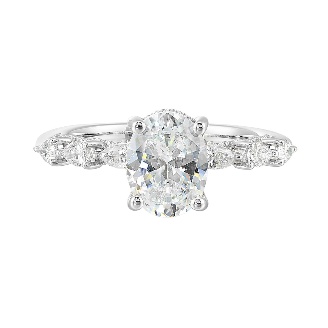 14Kt White Semi Mount 3/8Ctw For 2Ctw Oval Center