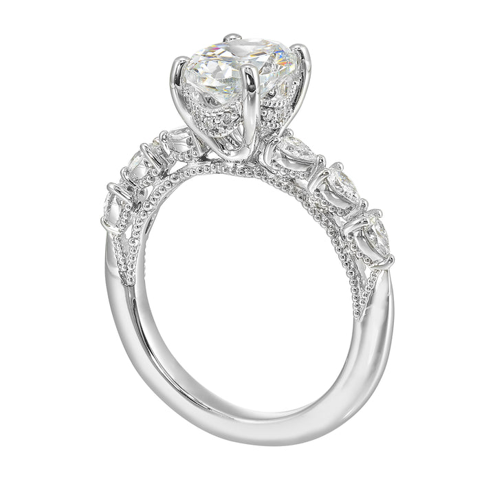 14Kt White Semi Mount 3/8Ctw For 2Ctw Oval Center