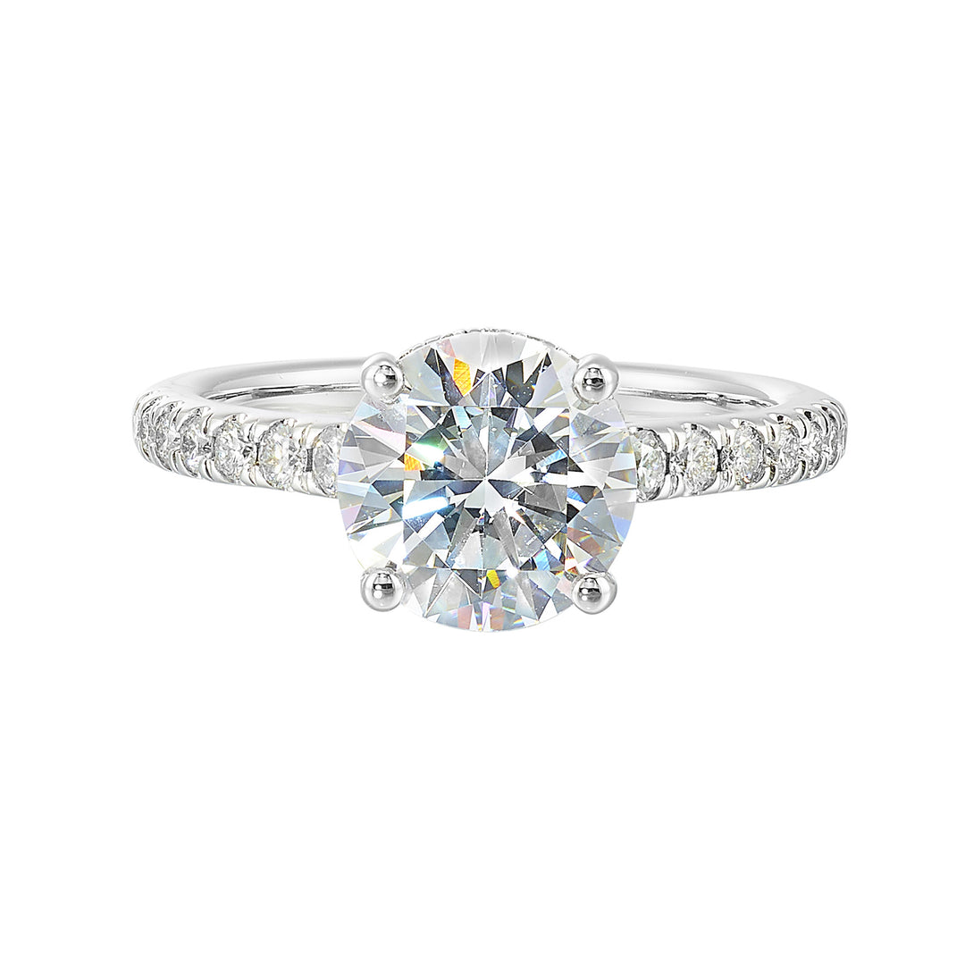 14Kt White Semi Mount 1/2Ctw For 2Ctw Round Center
