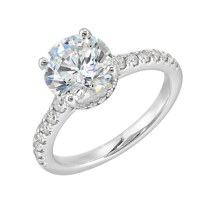 14Kt White Semi Mount 1/2Ctw For 2Ctw Round Center
