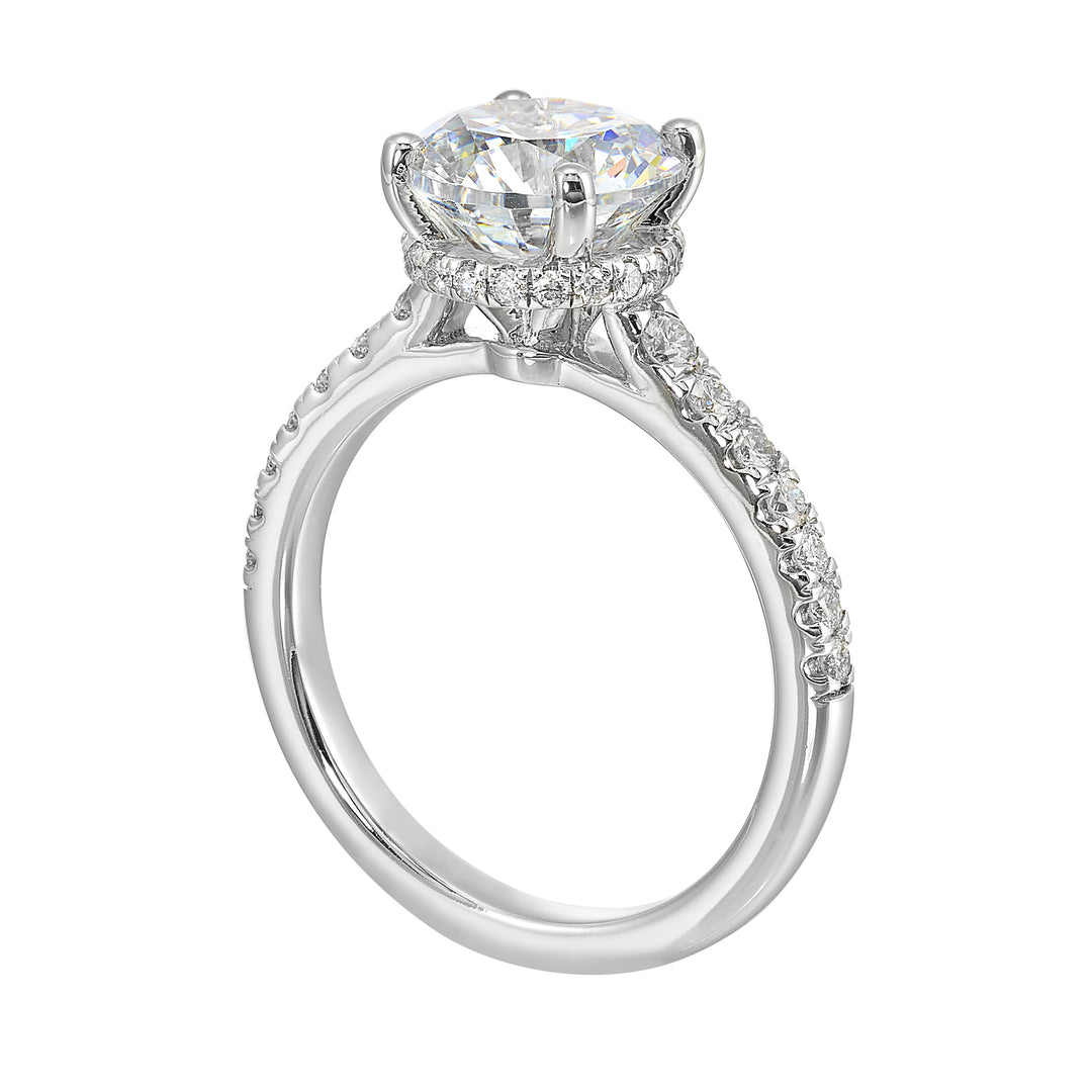 14Kt White Semi Mount 1/2Ctw For 2Ctw Round Center