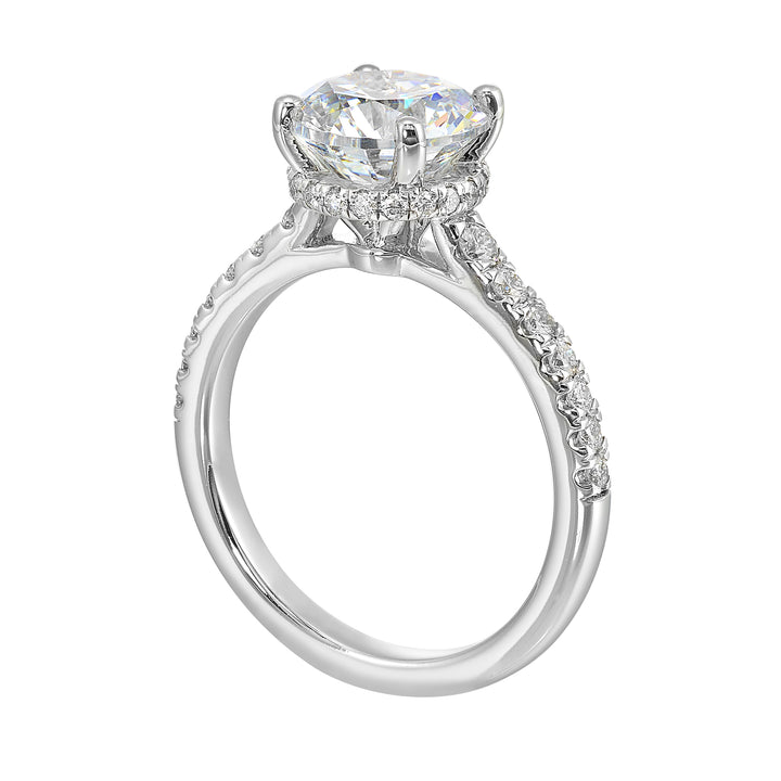 14Kt White Semi Mount 1/2Ctw For 2Ctw Round Center