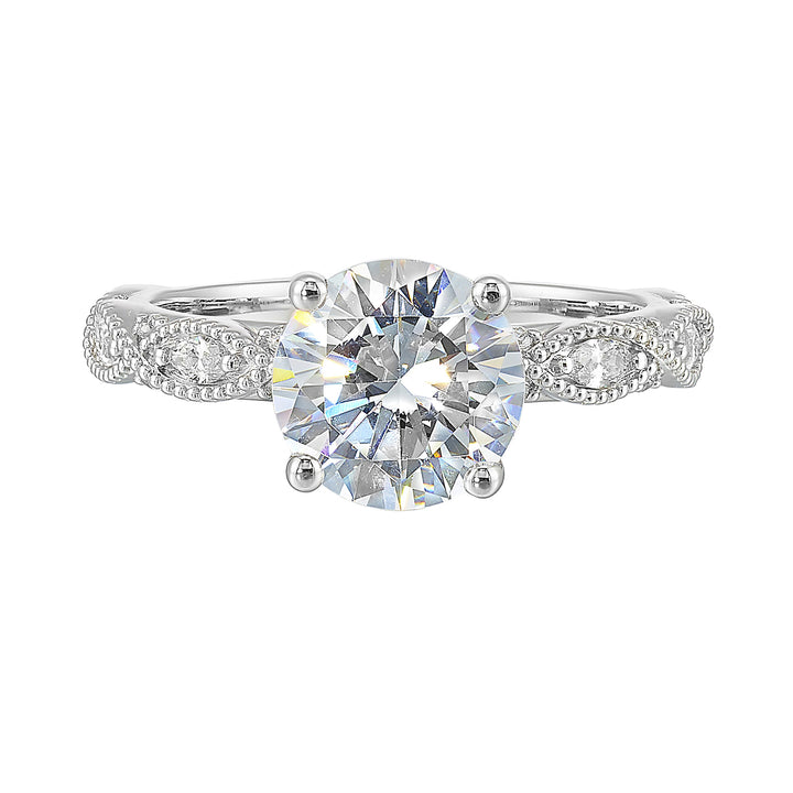 14Kt White Semi Mount 1/5Ctw For 2Ctw Round Center