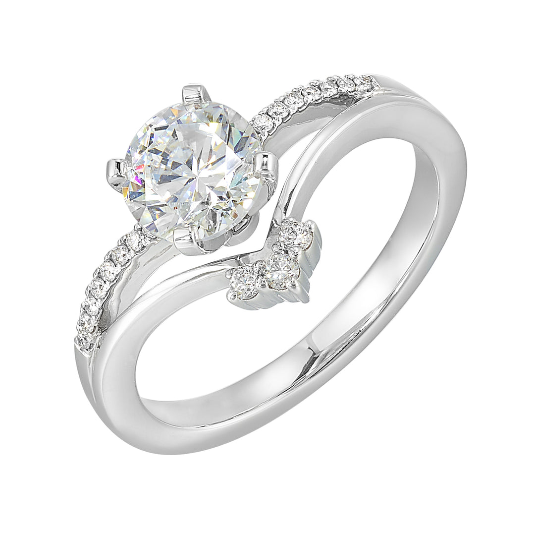 14Kt White Semi Mount 1/10Ctw For 1Ctw Round Center