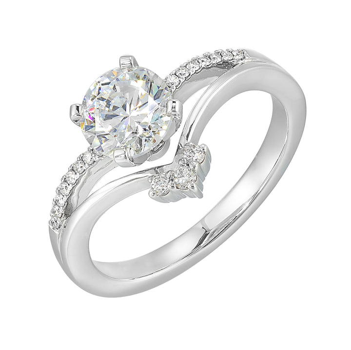 14Kt White Semi Mount 1/10Ctw For 1Ctw Round Center