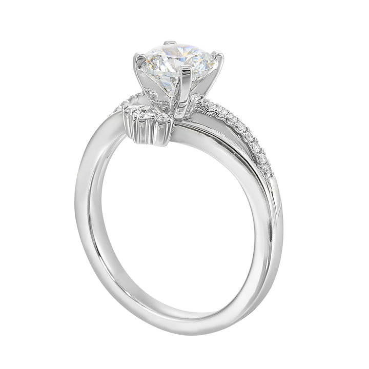 14Kt White Semi Mount 1/10Ctw For 1Ctw Round Center