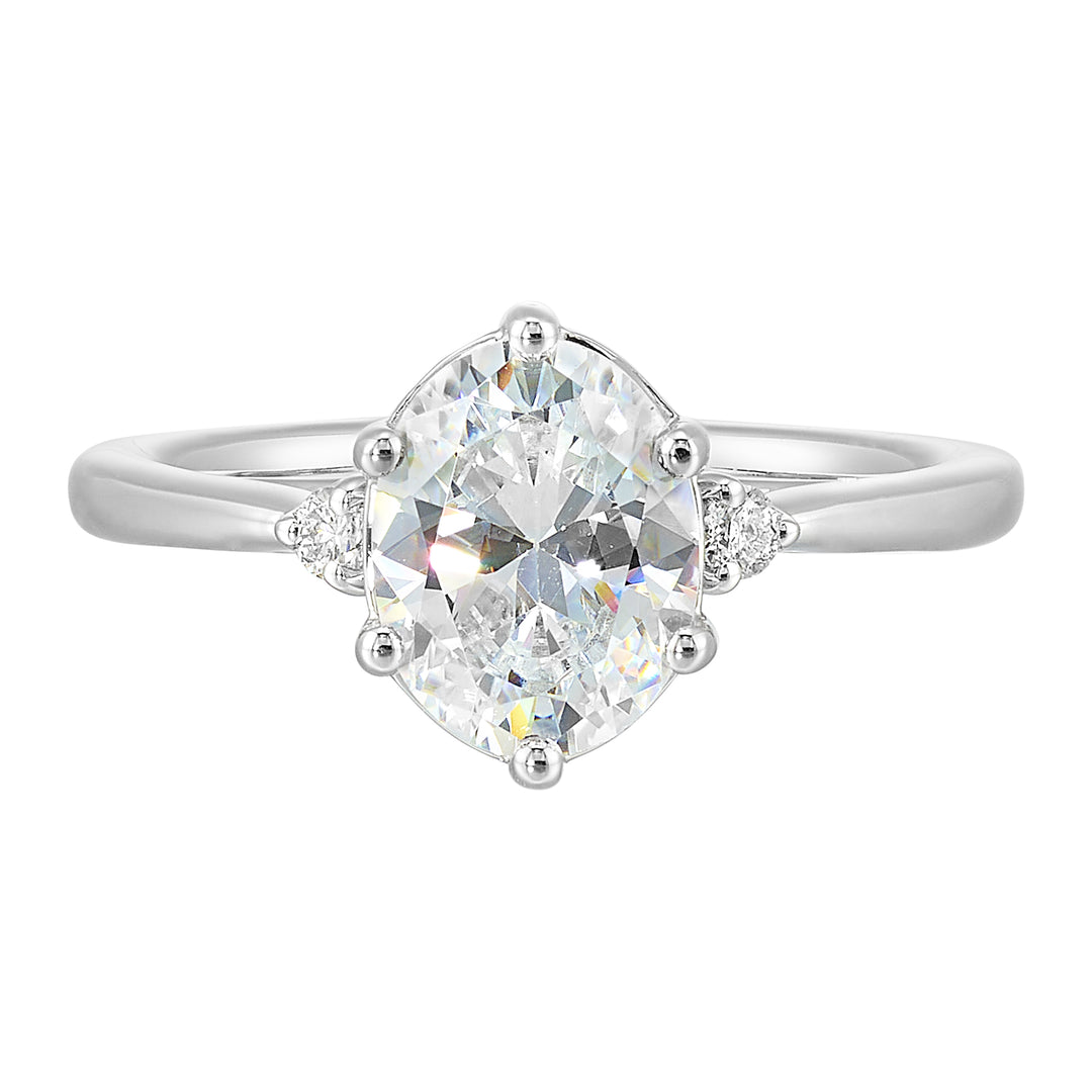 14Kt White Semi Mount 1/15Ctw For 2Ctw Oval Center