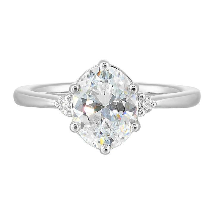 14Kt White Semi Mount 1/15Ctw For 2Ctw Oval Center