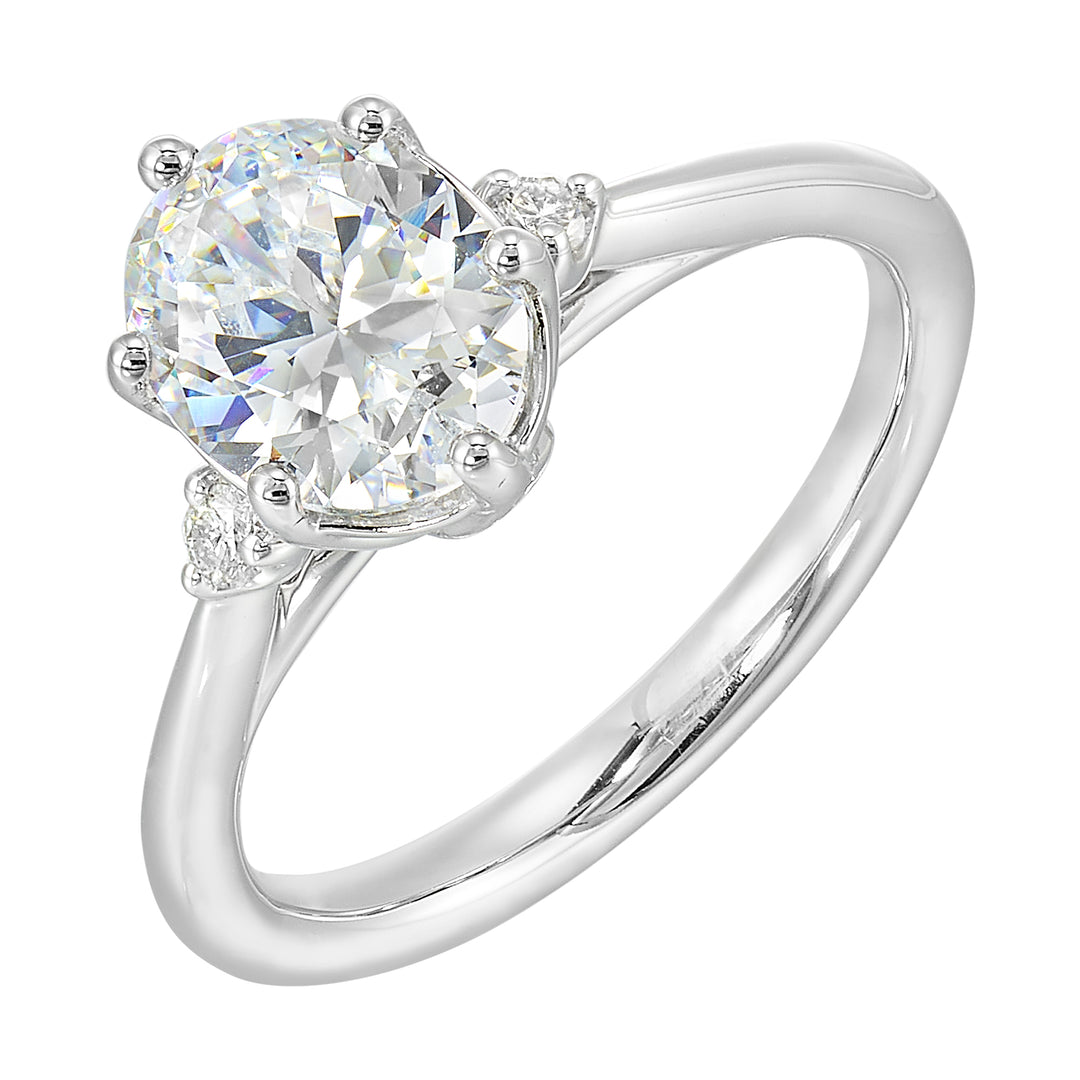 14Kt White Semi Mount 1/15Ctw For 2Ctw Oval Center