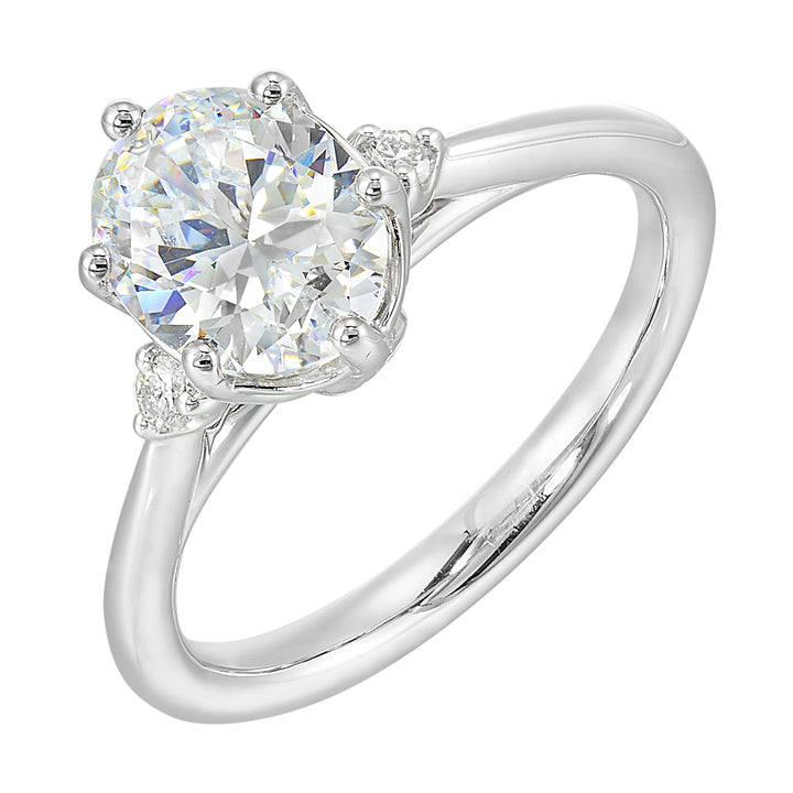 14Kt White Semi Mount 1/15Ctw For 2Ctw Oval Center