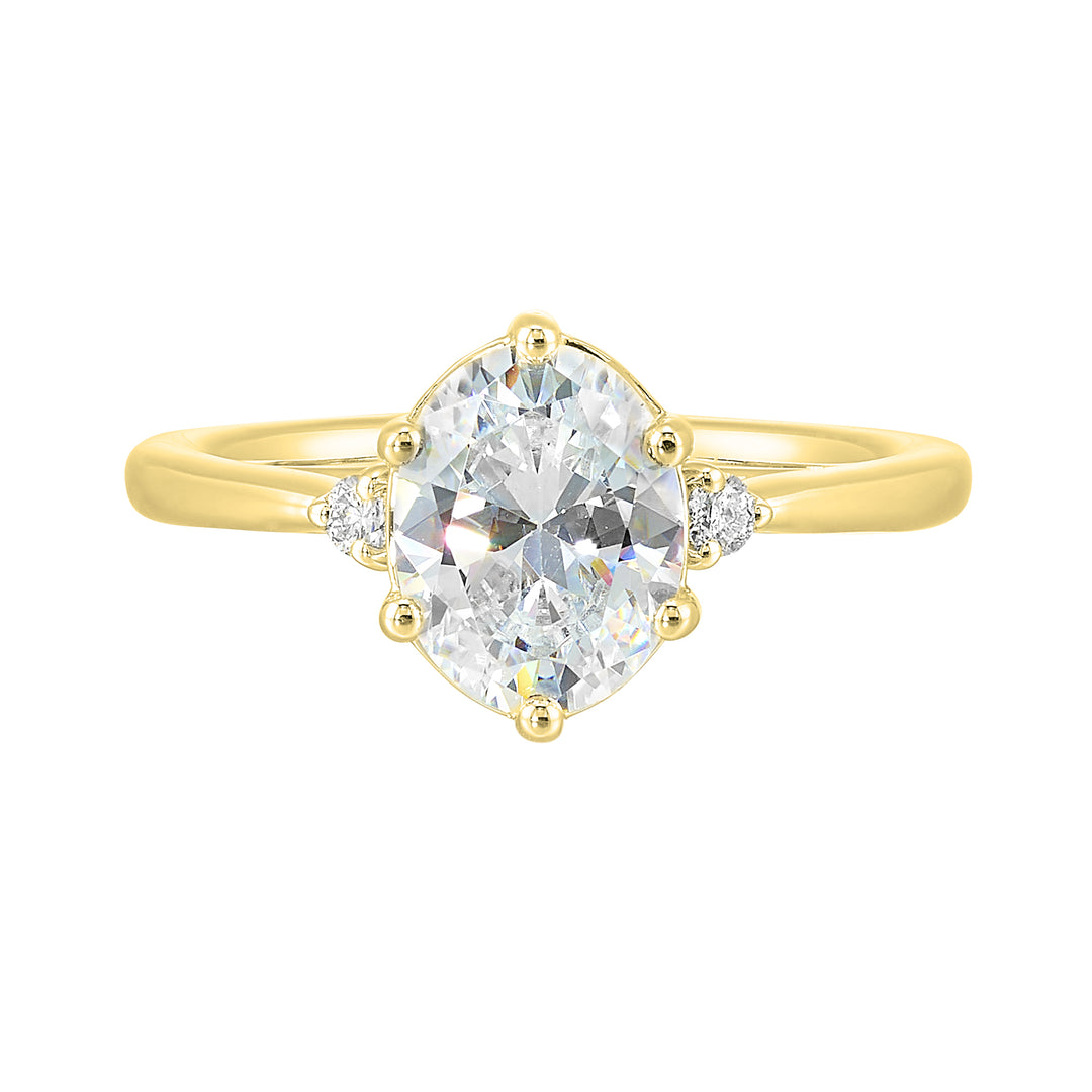 14Kt Yellow Semi Mount 1/15Ctw For 2Ct Oval Center