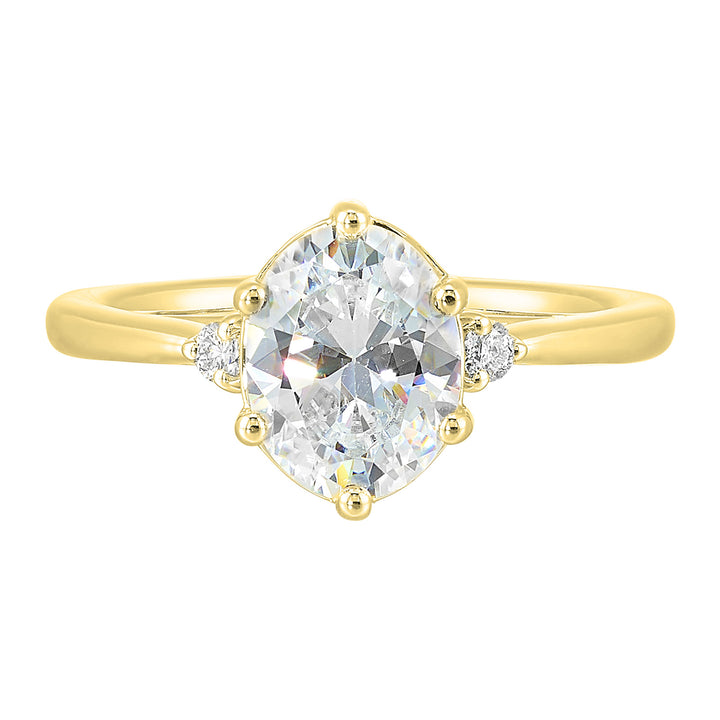 14Kt Yellow Semi Mount 1/15Ctw For 2Ct Oval Center