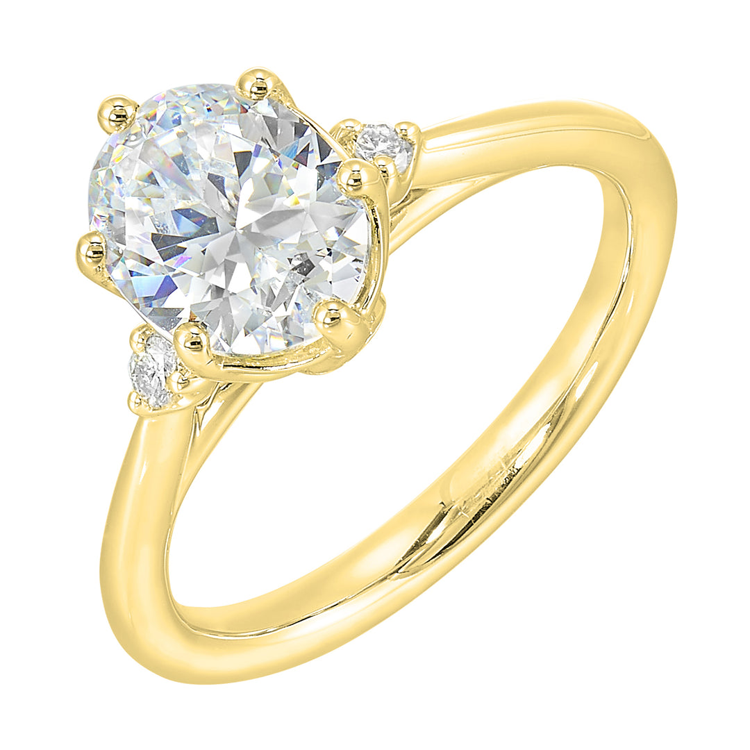 14Kt Yellow Semi Mount 1/15Ctw For 2Ct Oval Center