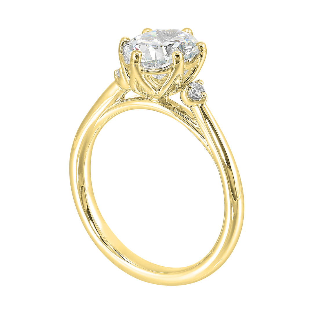 14Kt Yellow Semi Mount 1/15Ctw For 2Ct Oval Center