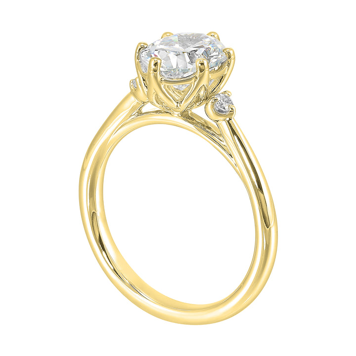 14Kt Yellow Semi Mount 1/15Ctw For 2Ct Oval Center