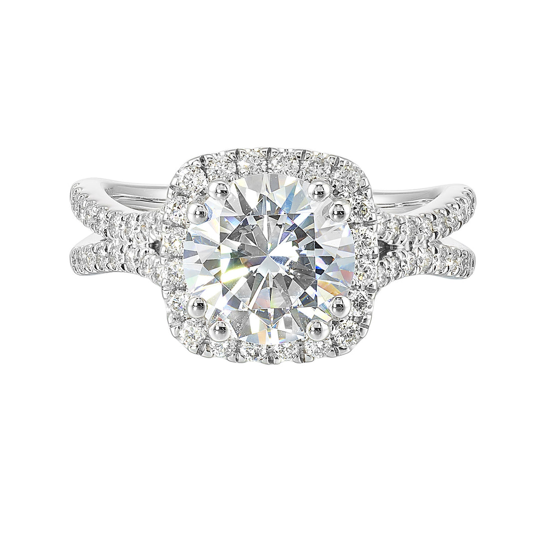 14Kt White Semi Mount 1/2Ctw For 2Ctw Round Center