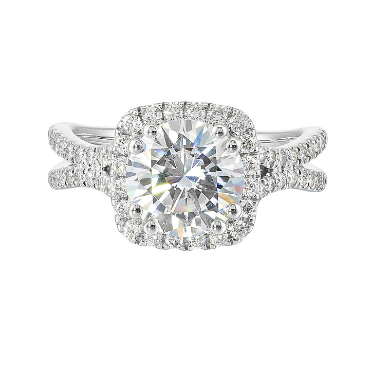 14Kt White Semi Mount 1/2Ctw For 2Ctw Round Center