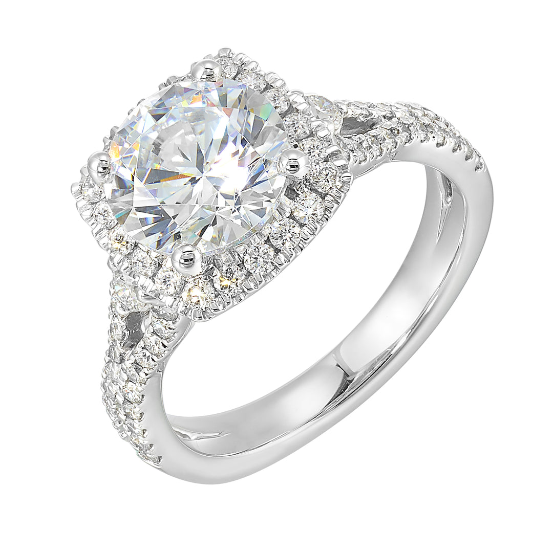 14Kt White Semi Mount 5/8Ctw For 2Ctw Round Center