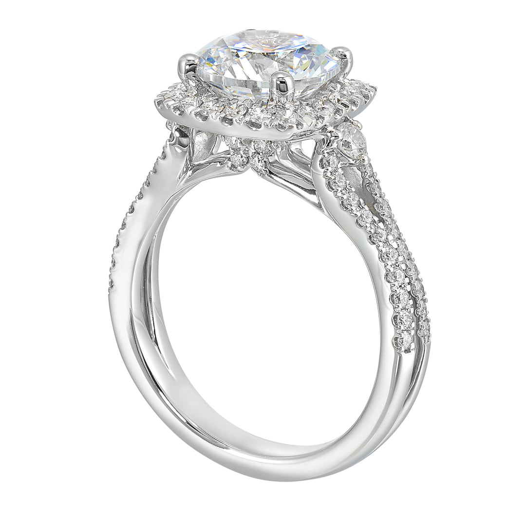 14Kt White Semi Mount 5/8Ctw For 2Ctw Round Center