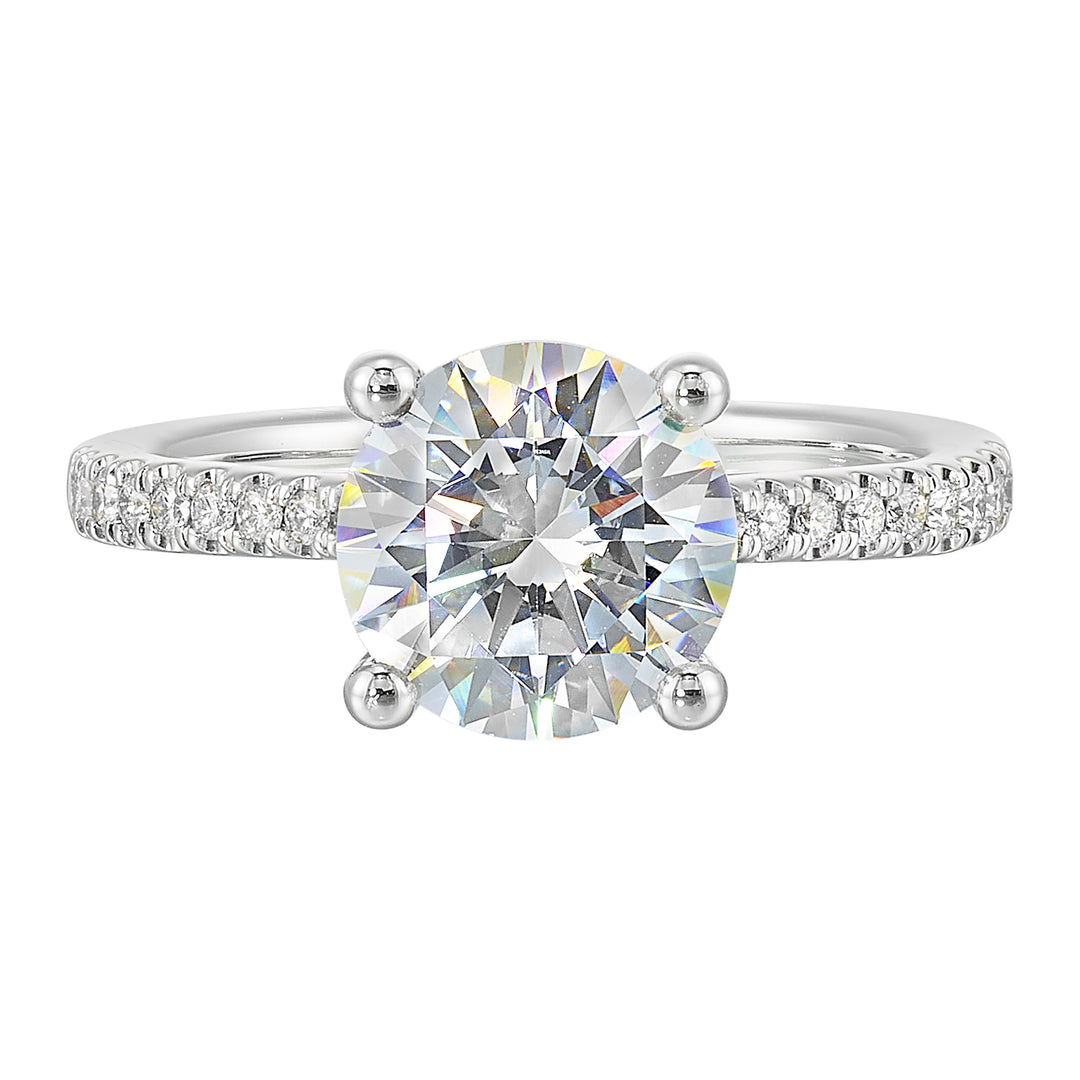 14Kt White Semi Mount 1/4Ctw For 2Ctw Round Center