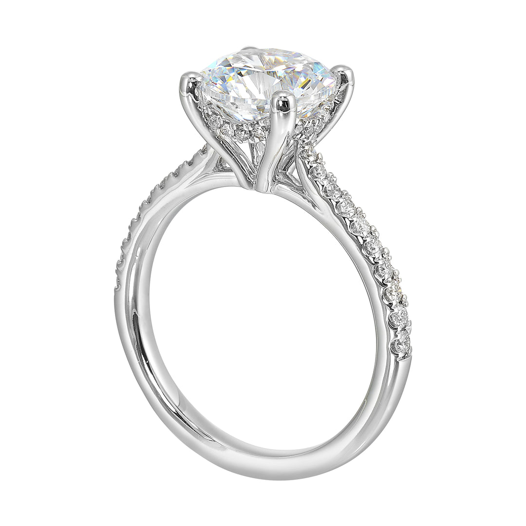 14Kt White Semi Mount 1/4Ctw For 2Ctw Round Center