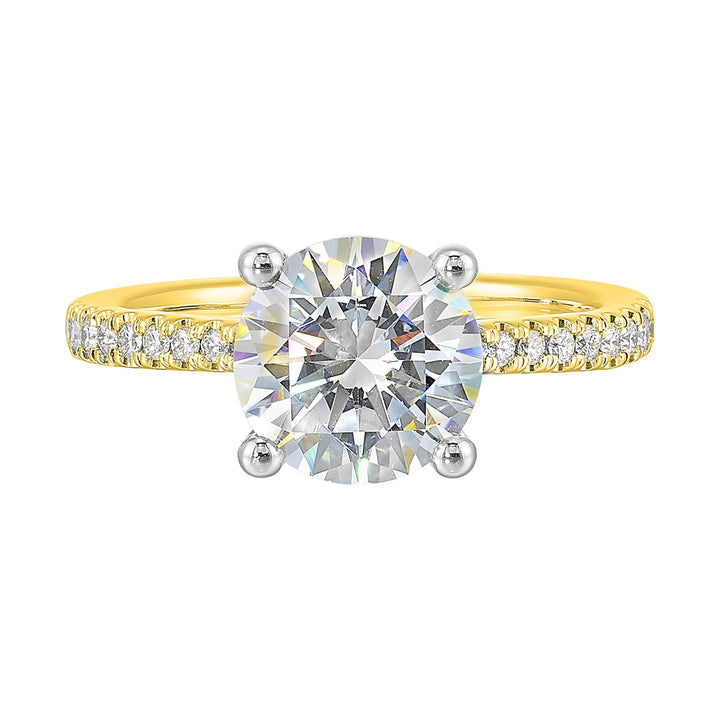 14Kt White Yellow Semi Mount 1/4Ctw For 3Ct Round Center
