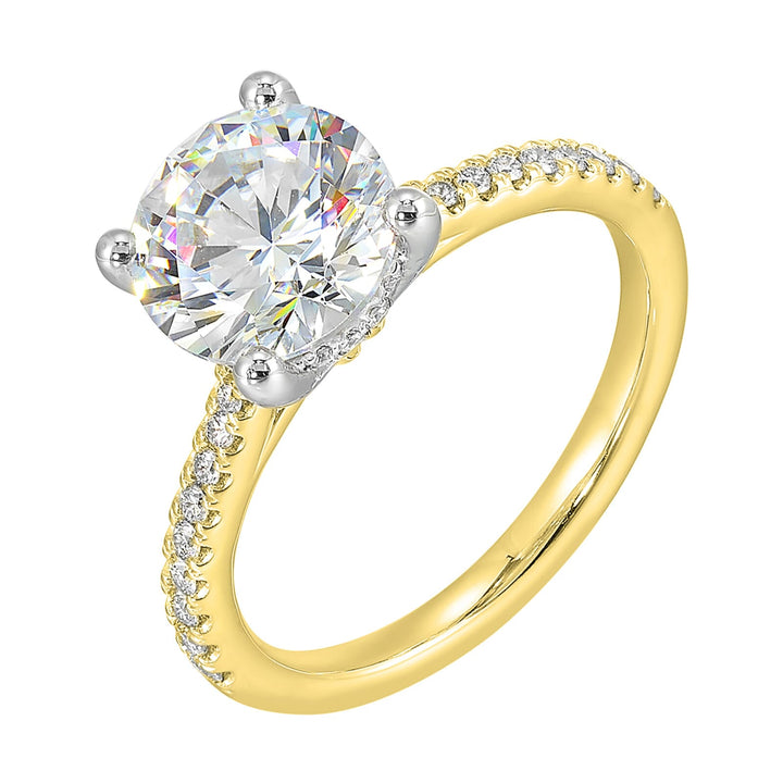 14Kt White Yellow Semi Mount 1/4Ctw For 3Ct Round Center