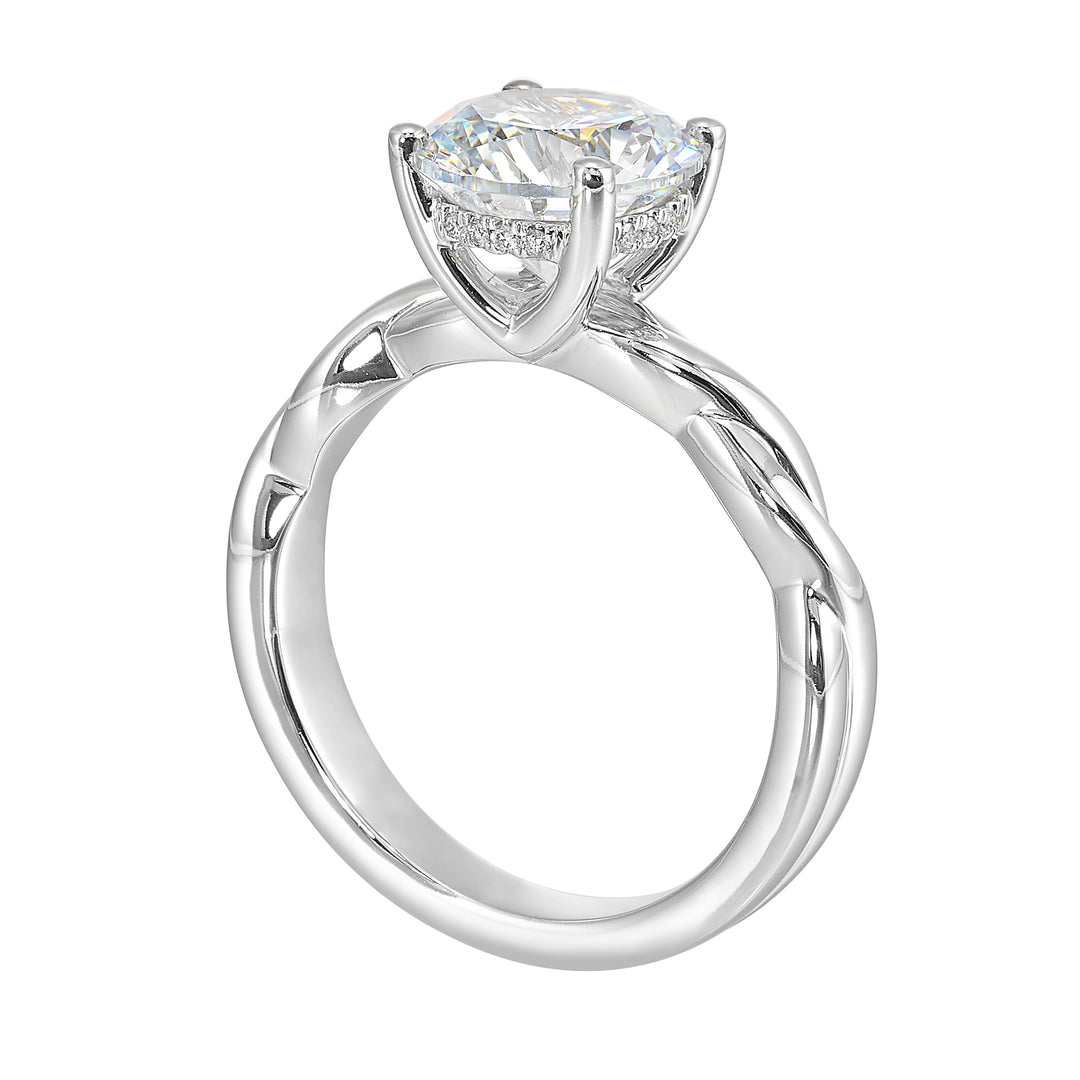 14Kt White Semi Mount 1/25Ctw For 2Ctw Round Center