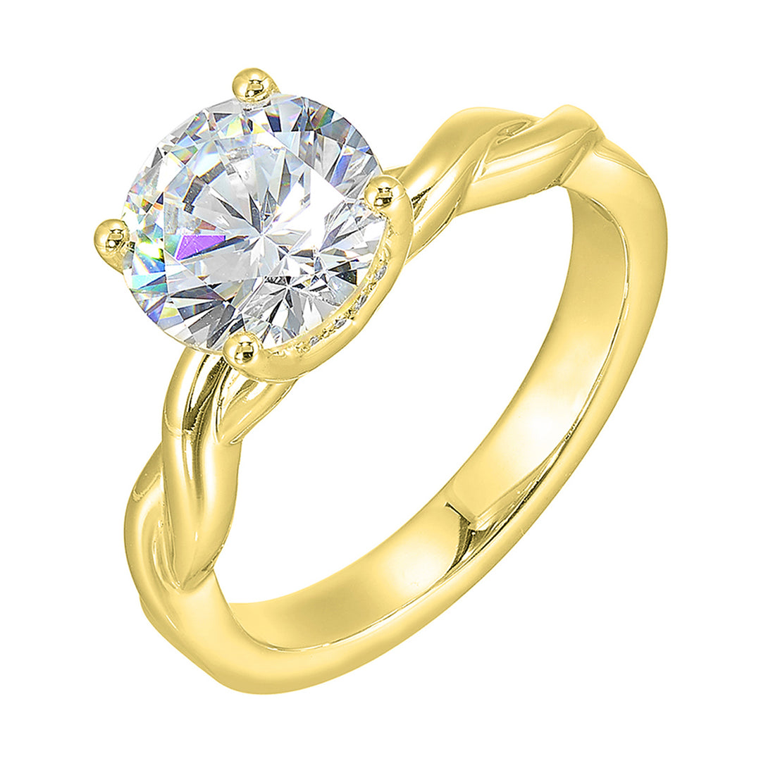 14Kt Yellow Semi Mount 1/25Ctw For 2Ctw Round Center