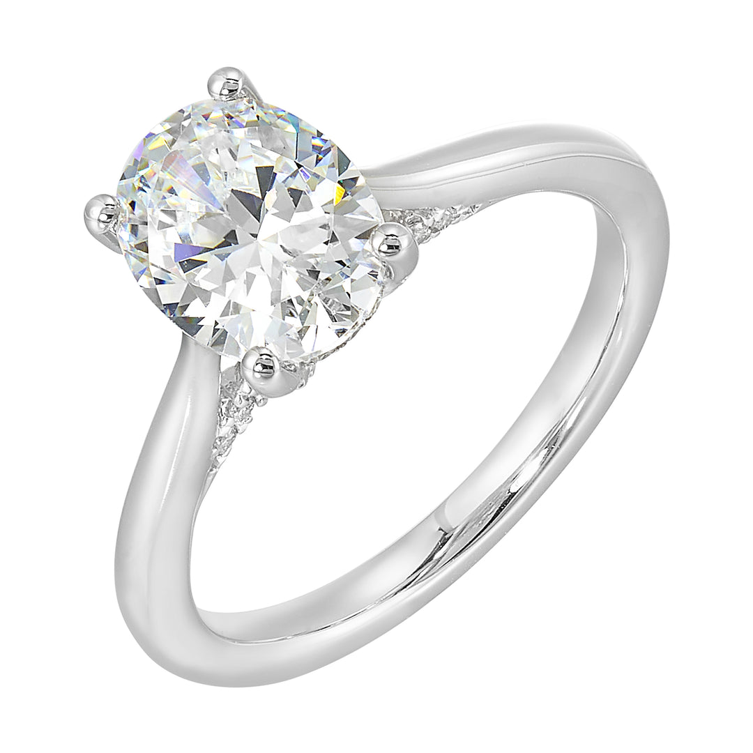 14Kt White Semi Mount 1/5Ctw For 2Ct Oval Center