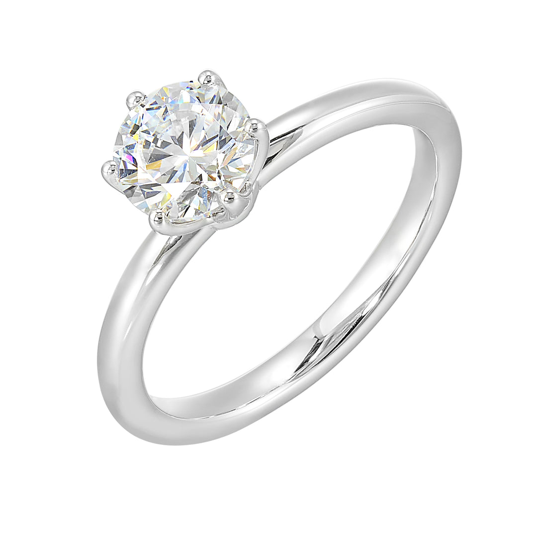 14Kt White Semi Mount 1/50Ctw For 1Ctw Round Center