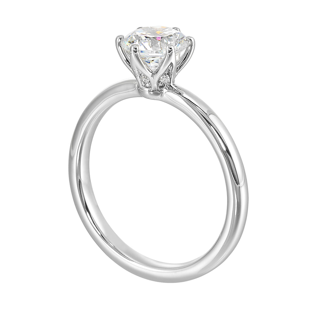 14Kt White Semi Mount 1/50Ctw For 1Ctw Round Center
